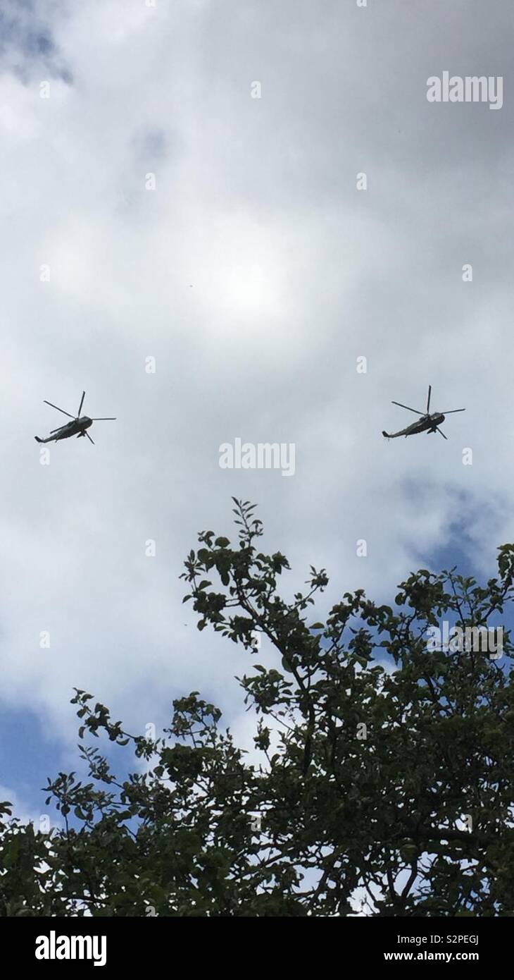 Two helicopters in the sky june 2019 Stock Photo - Alamy