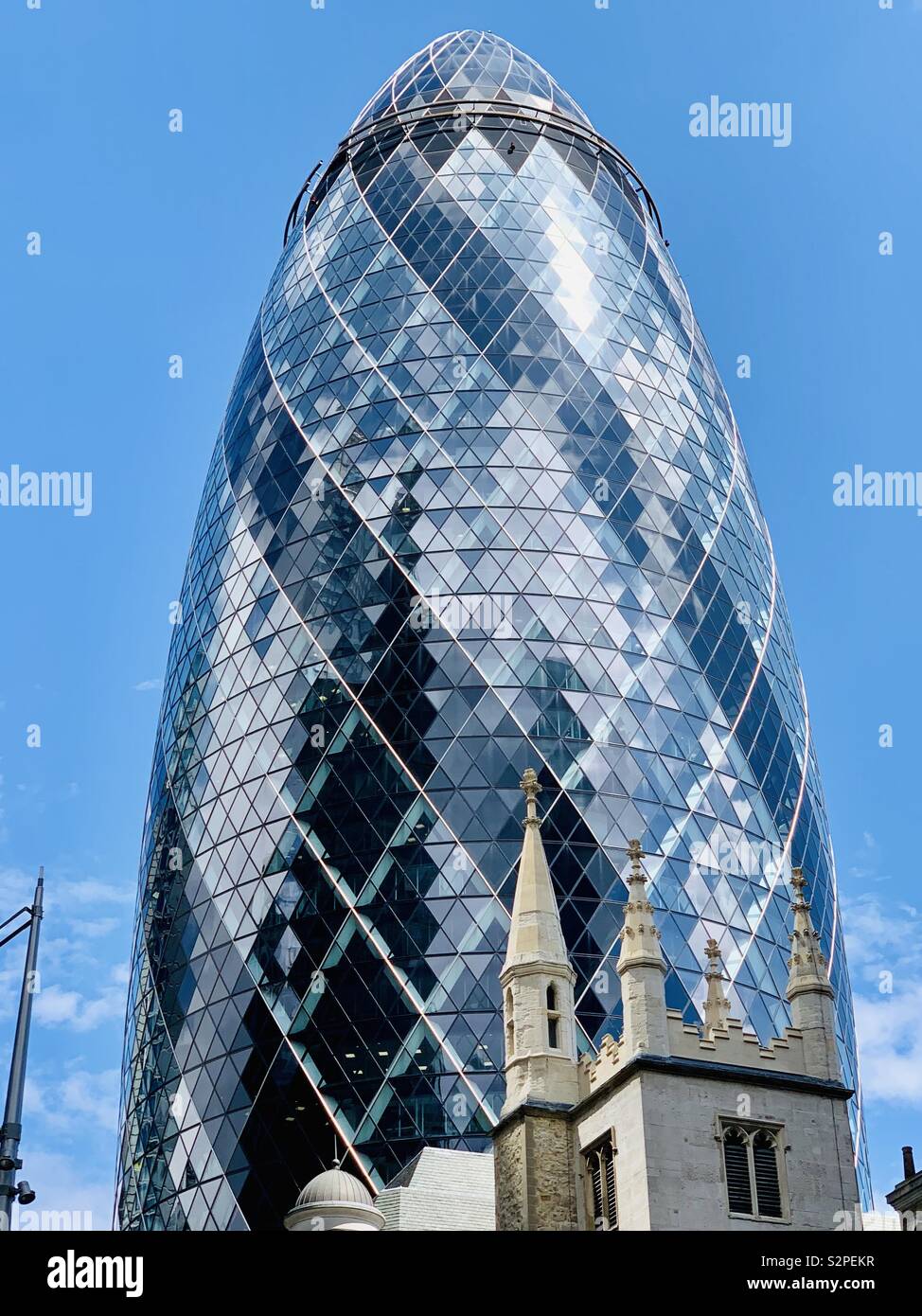 London, UK - 6th June 2019: The Gherkin, St Mary Axe, City of London. - Smartphone Captured Stock Image