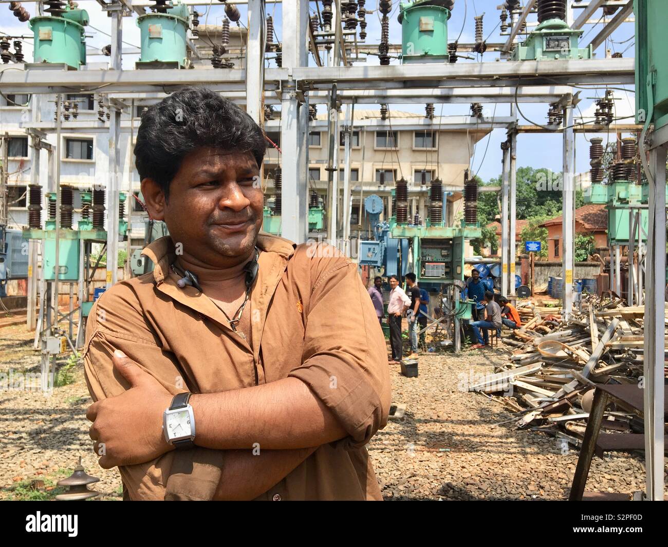 Indian electrician at a power station Stock Photo Alamy