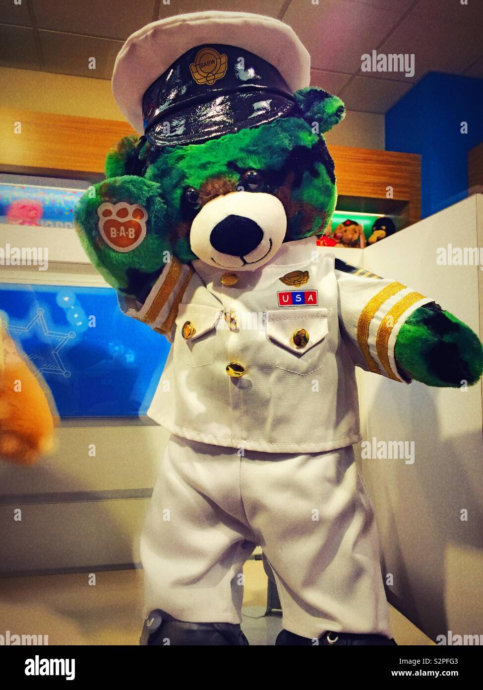 Sailor nautical themed teddy bear at build a bear, USA Stock Photo