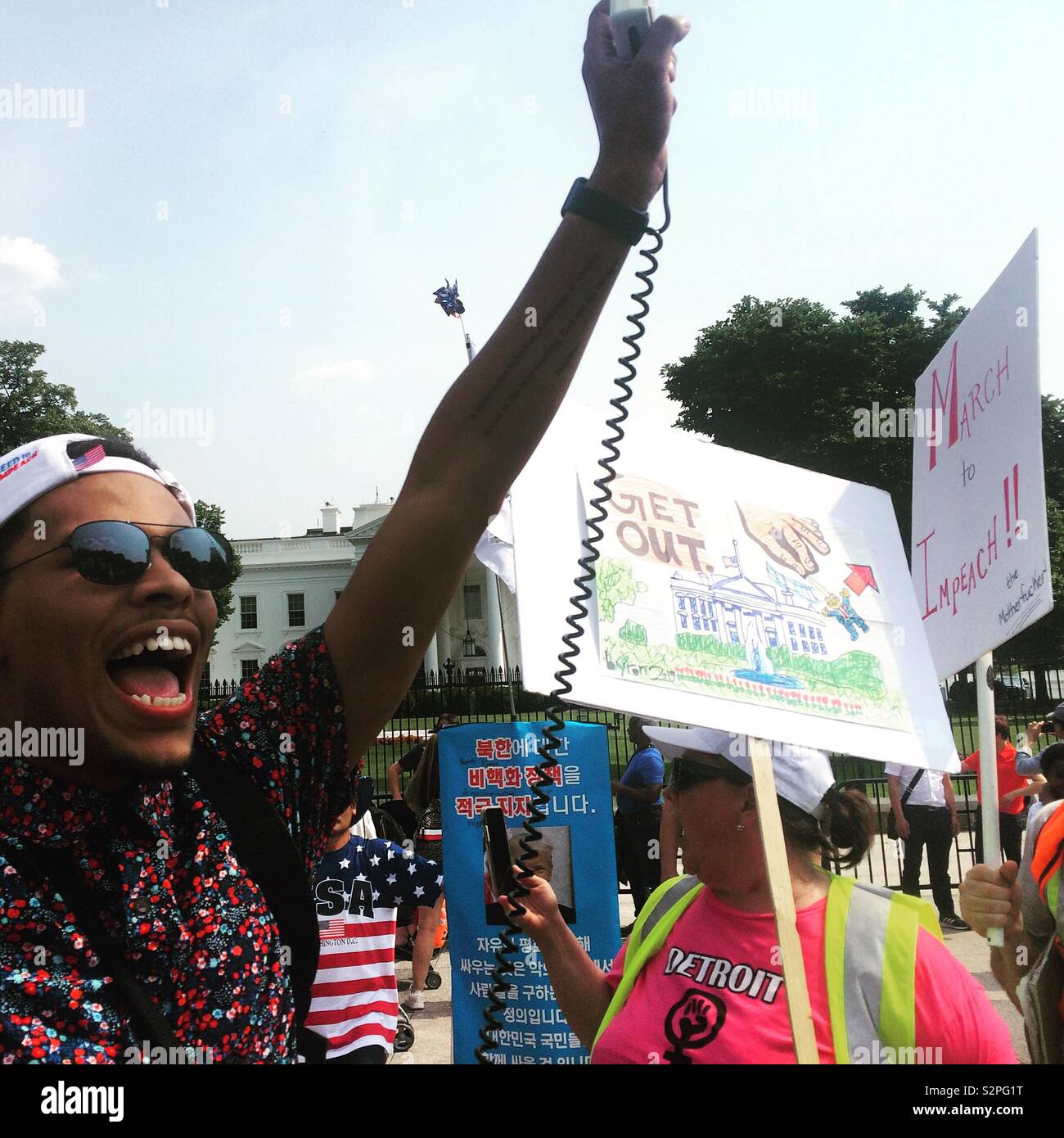 June 2, 2019, in Washington, D.C., United States. The National March to Impeach Donald Trump. - Smartphone Captured Stock Image