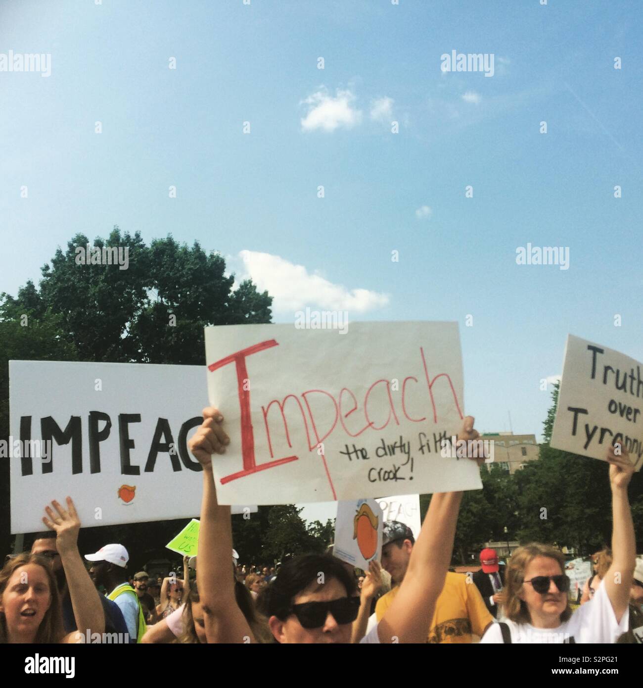 June 2, 2019, in Washington, D.C., United States. The National March to Impeach Donald Trump. - Smartphone Captured Stock Image
