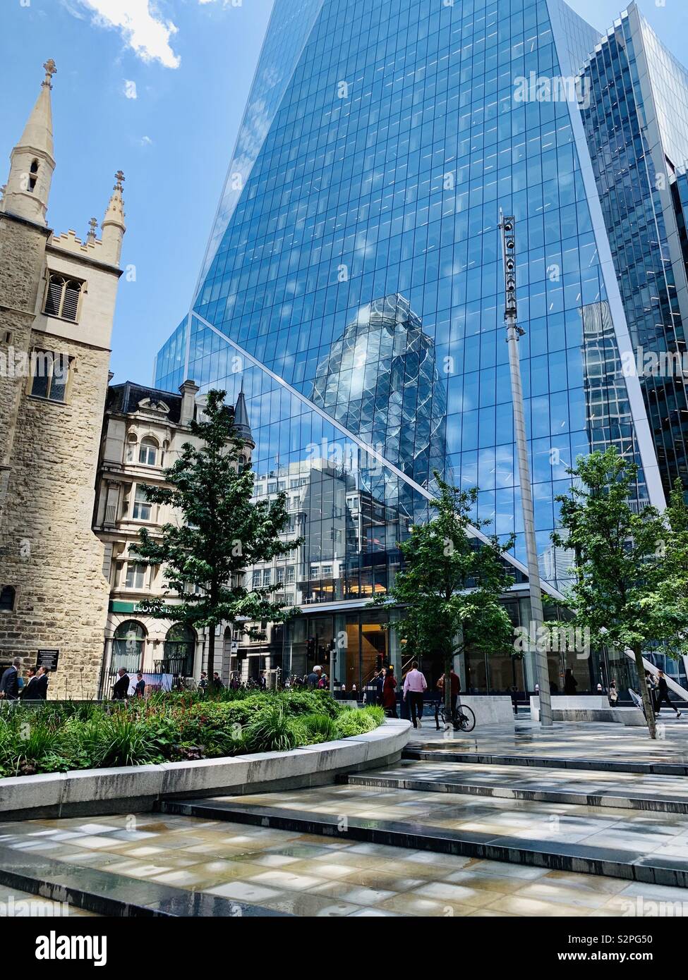 London, UK - 6th June 2019: The Gherkin and The Scalpel skyscrapers, City of London. - Smartphone Captured Stock Image