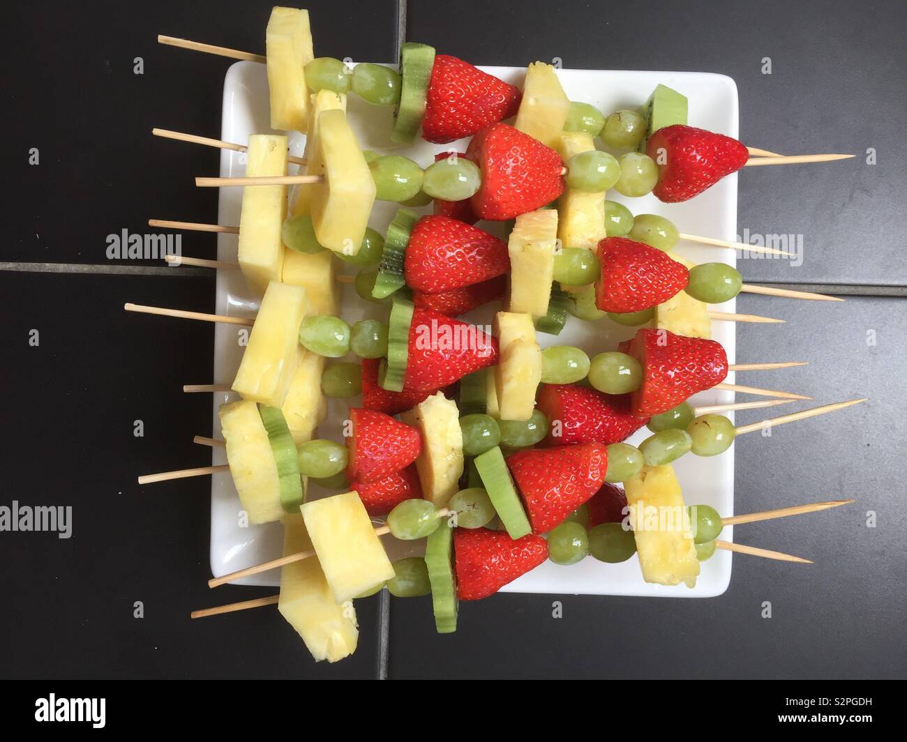 Fruit kebabs summer healthy Stock Photo