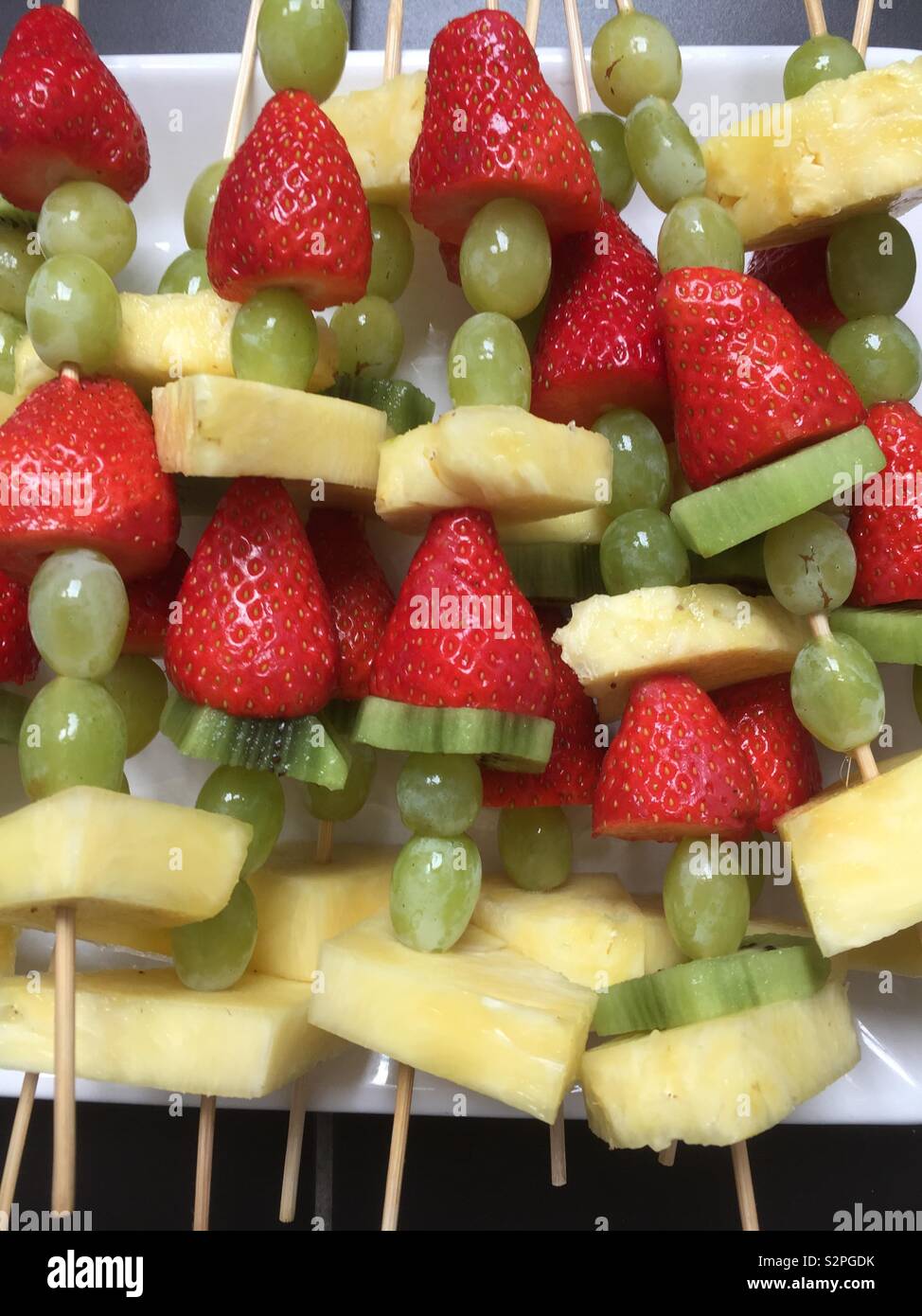 Fruit kebabs summer bbq Stock Photo Alamy