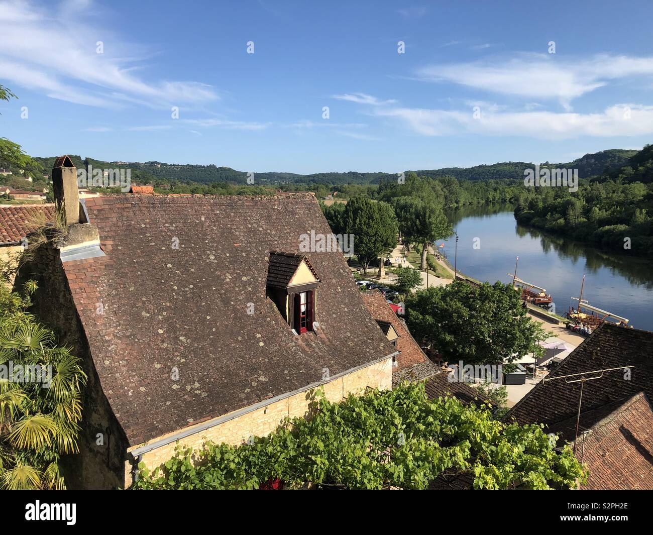 Rooftop view french house near river Stock Photo - Alamy