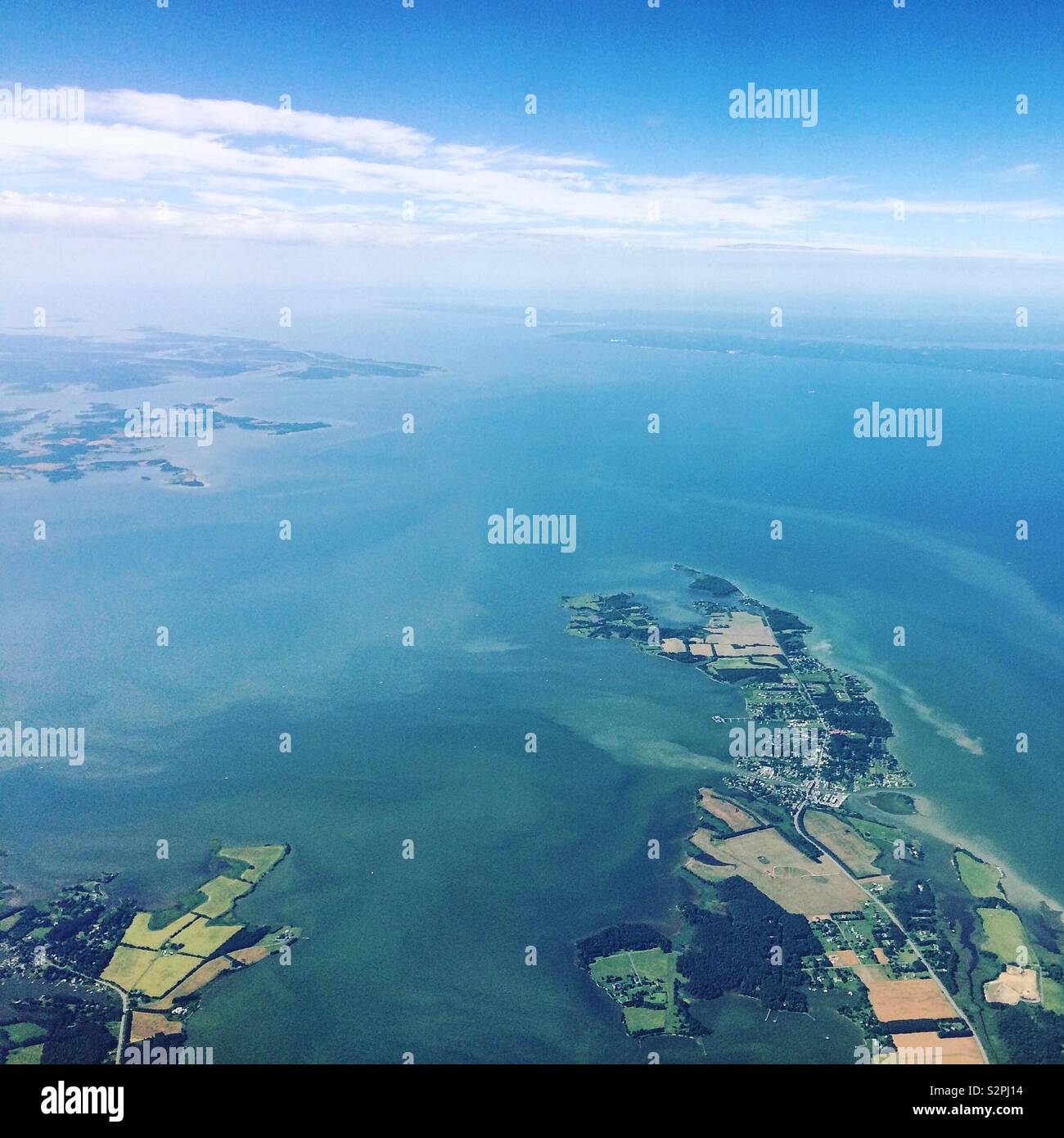Flying over Chesapeake Bay, Maryland, United States - Smartphone Captured Stock Image