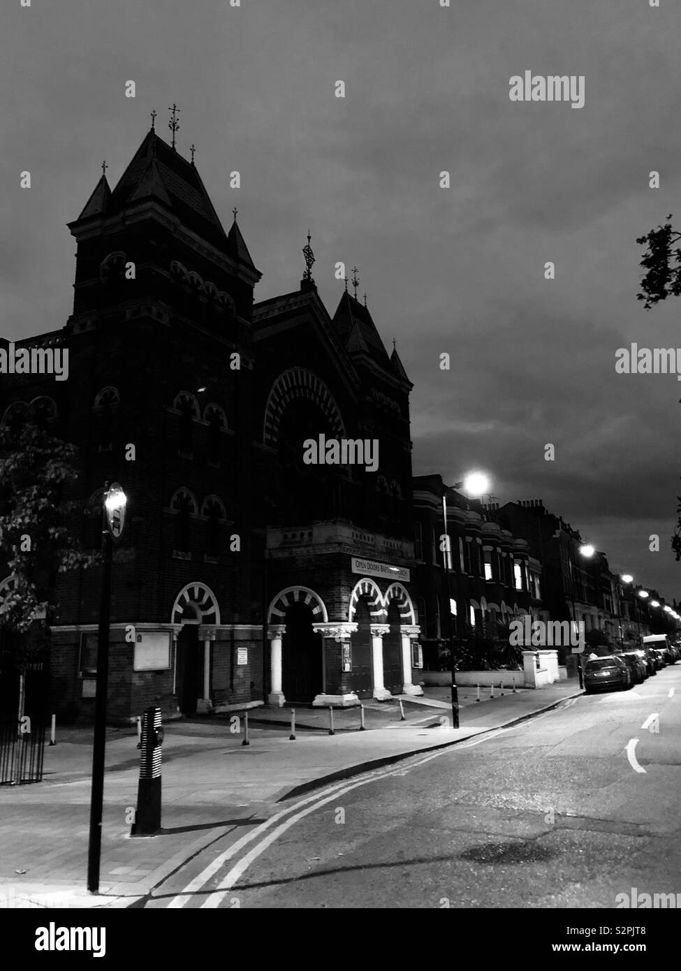Cinematic view of a church in Hackney London UK Stock Photo