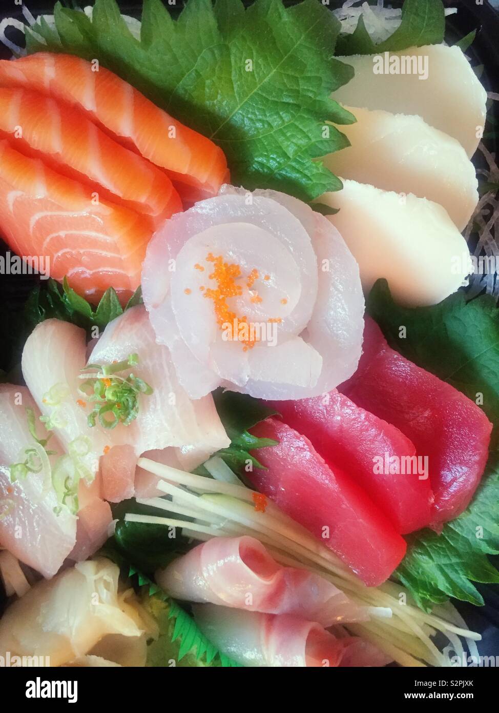 Close up of a Japanese meal of fresh. Sashimi - Smartphone Captured Stock Image