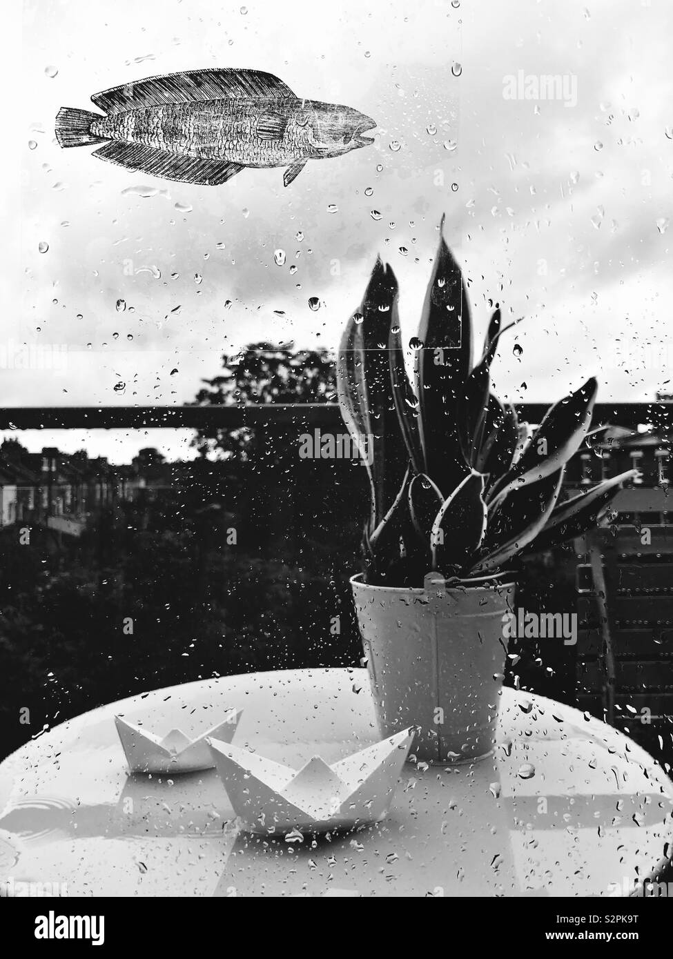 Miserable weather in London UK - Smartphone Captured Stock Image