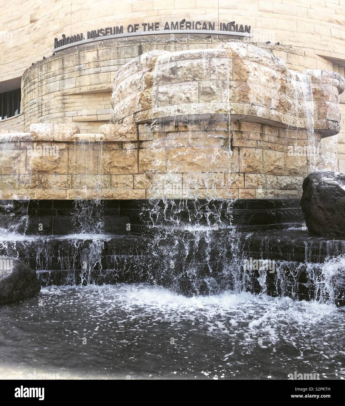 Waterfall, National Museum of the American Indian, Smithsonian Institution, Washington, D.C., United States - Smartphone Captured Stock Image