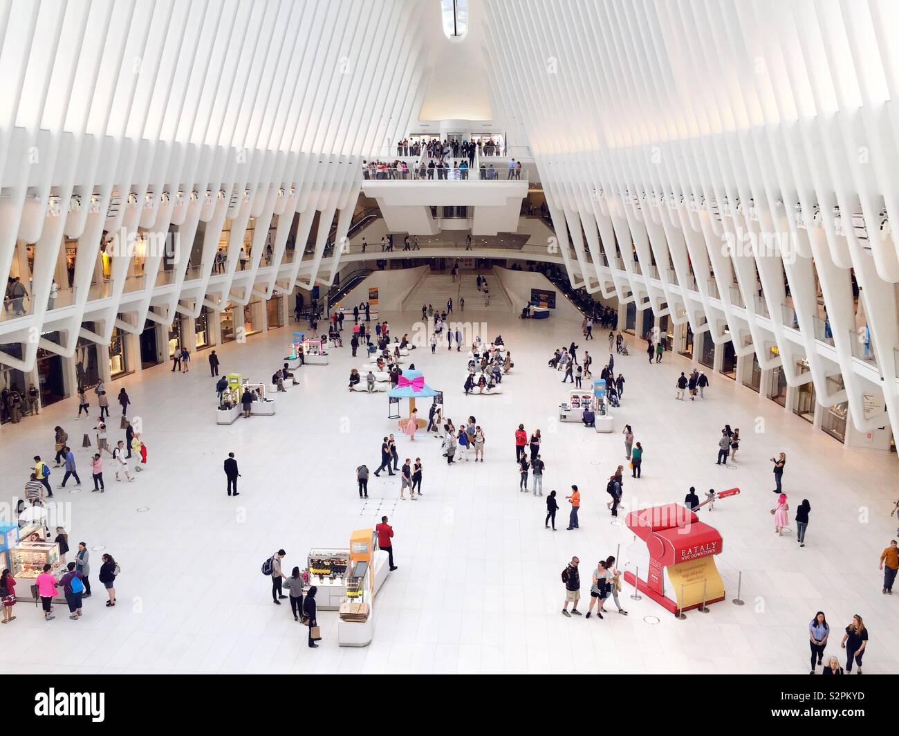 Shoppers on the ground floor of the oculus near the 911 Memorial, NYC, USA - Smartphone Captured Stock Image