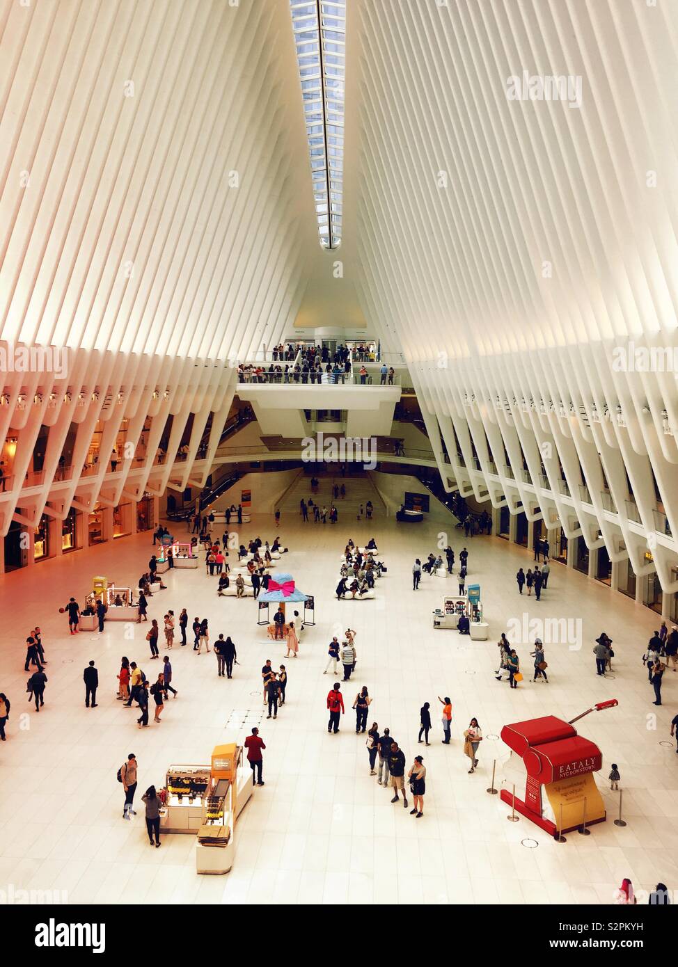 Shoppers on the ground floor of the oculus near the 911 Memorial, NYC, USA - Smartphone Captured Stock Image