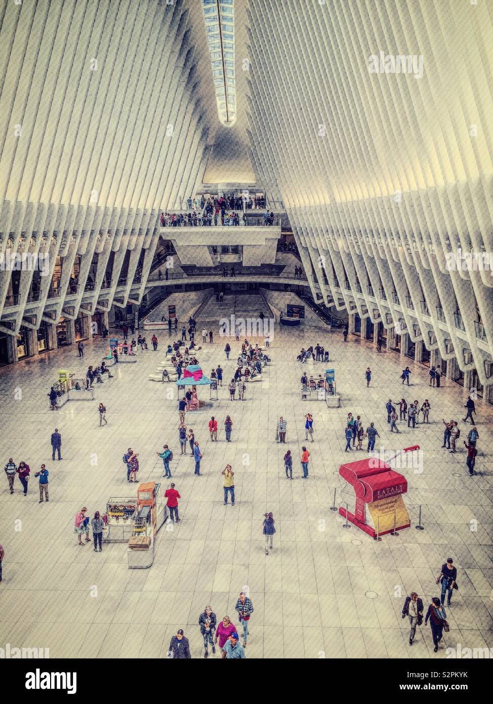 Shoppers on the ground floor of the oculus near the 911 Memorial, New York City, USA - Smartphone Captured Stock Image