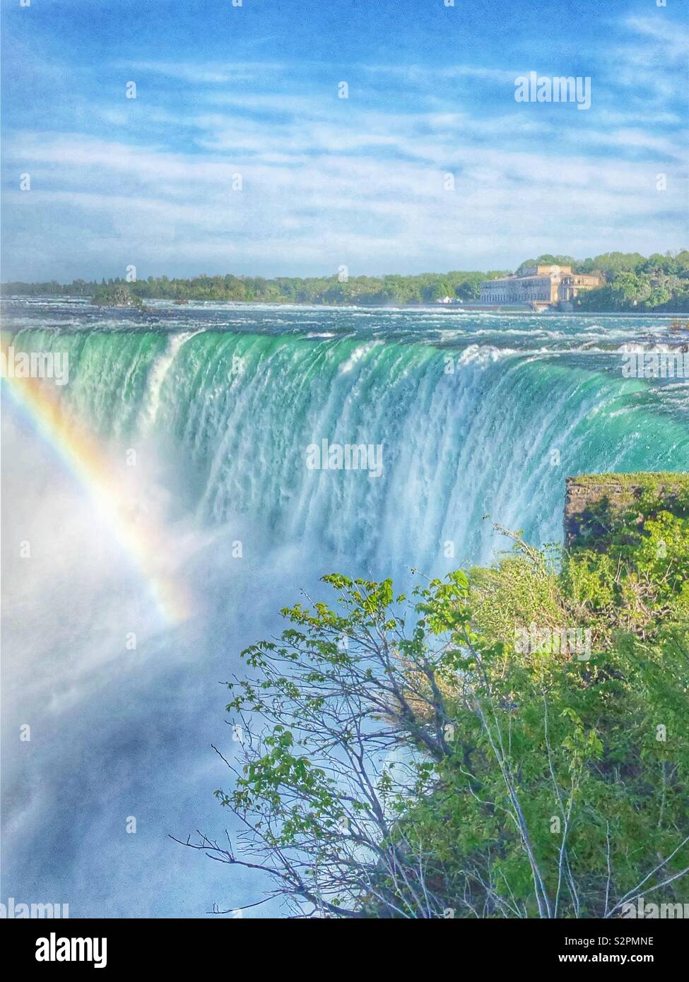 The Horseshoe Falls on a sunny day, Niagara Falls, Canada. - Smartphone Captured Stock Image