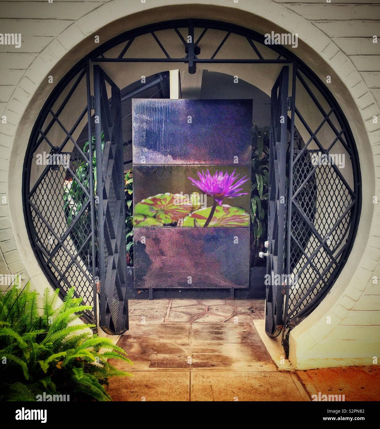 Spa round entrance door - Smartphone Captured Stock Image