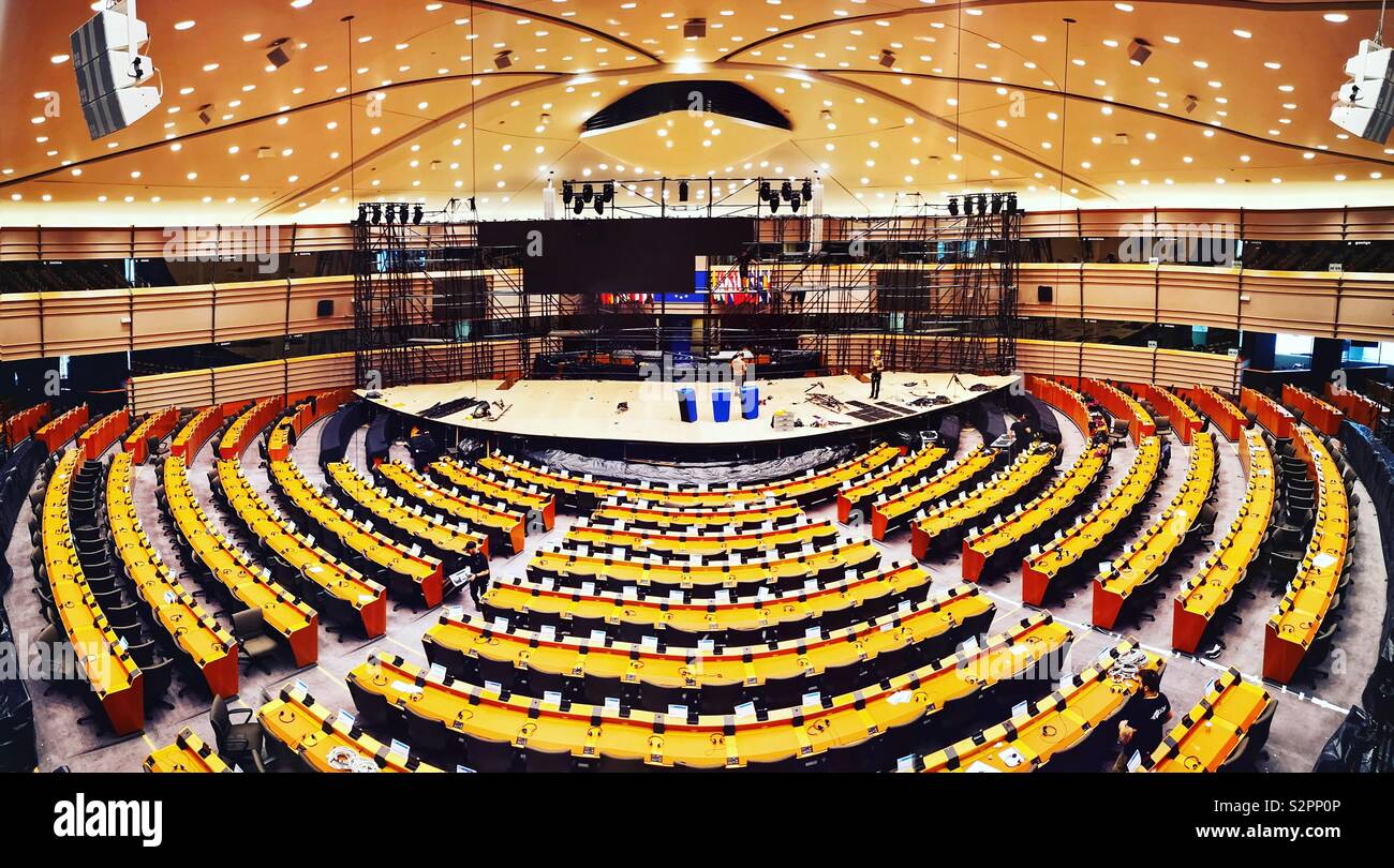 European Parliament chamber, Brussels - Smartphone Captured Stock Image