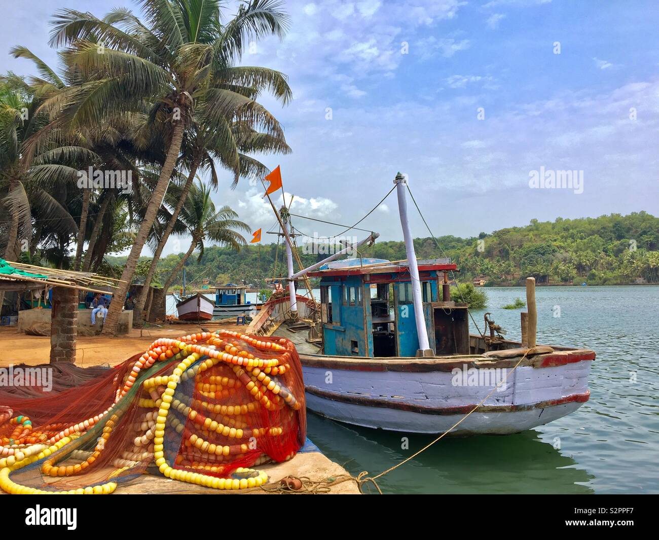 A small fishing boat in south India Stock Photo