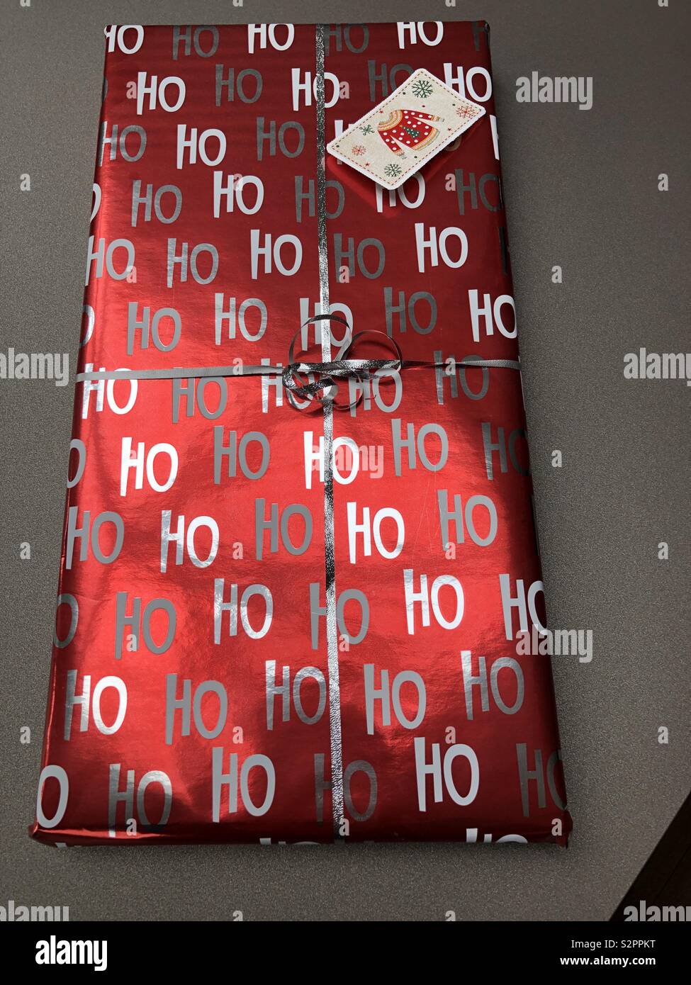 Large gift-wrapped Christmas present - Smartphone Captured Stock Image