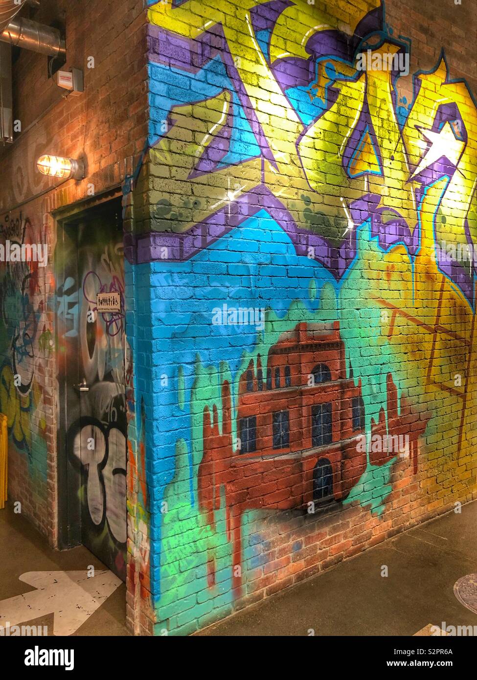 The colourful interior of an organic market in a Toronto neighbourhood. - Smartphone Captured Stock Image
