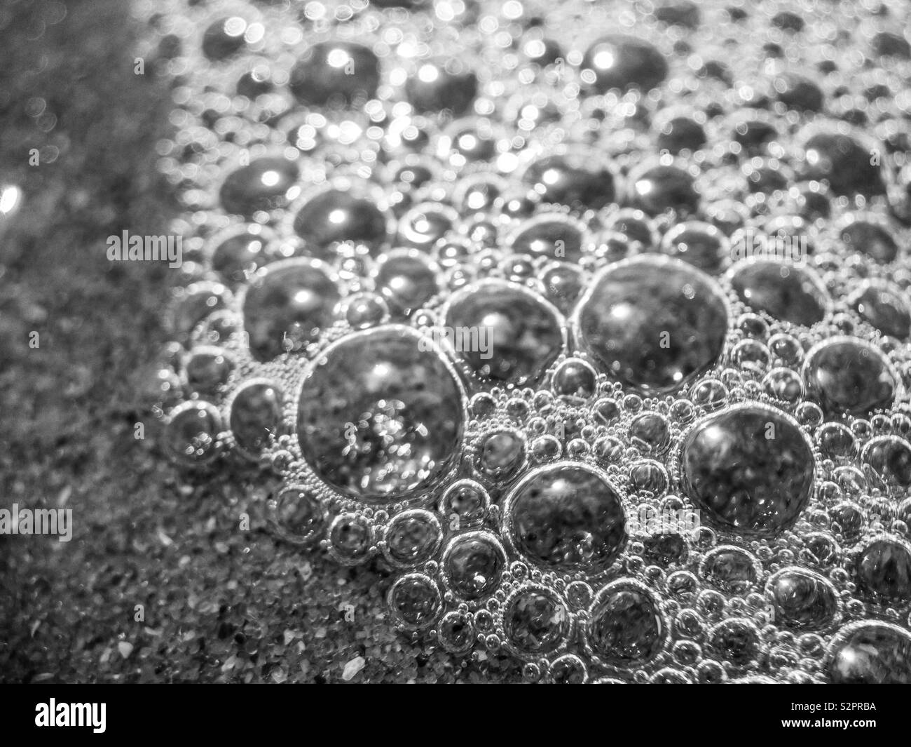 Foamy bubbles in the north sea are beautiful as seen from up close