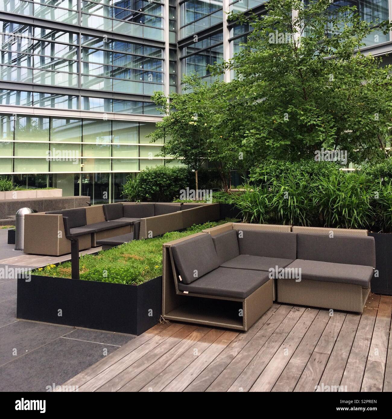 Outdoor seating at the Hyatt House Washington DC / The Wharf, Washington, D.C., United States - Smartphone Captured Stock Image