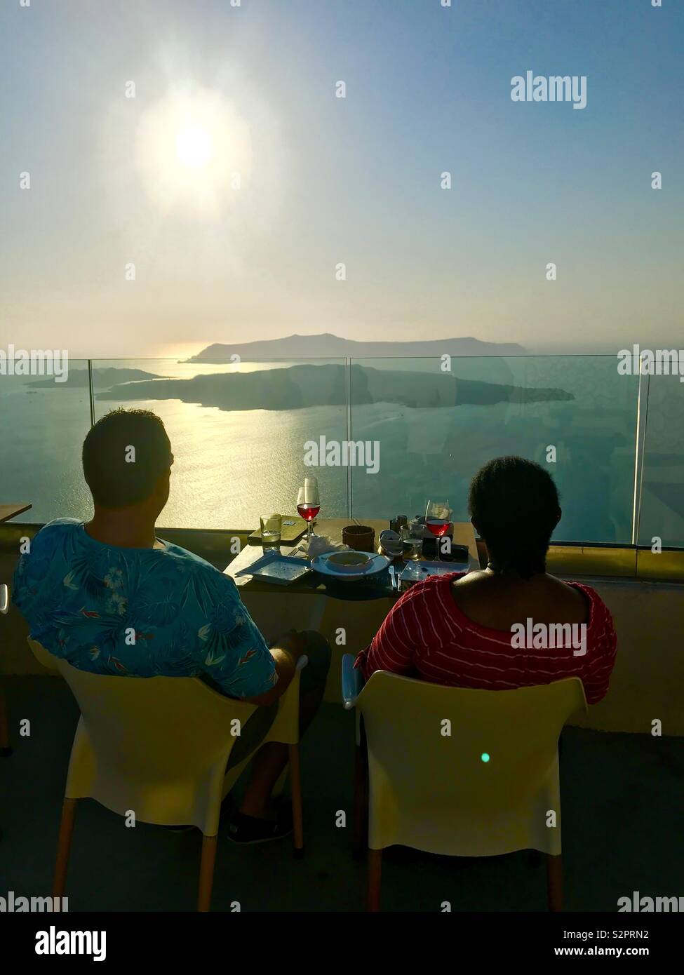 Sunset at santo wines winery Santorini - Smartphone Captured Stock Image