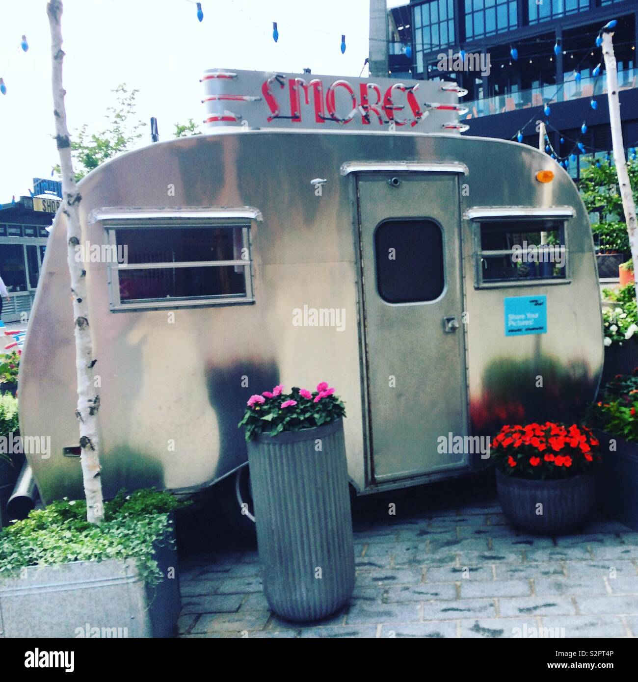 Camp Wharf, a silver trailer selling s’mores, in the Southwest