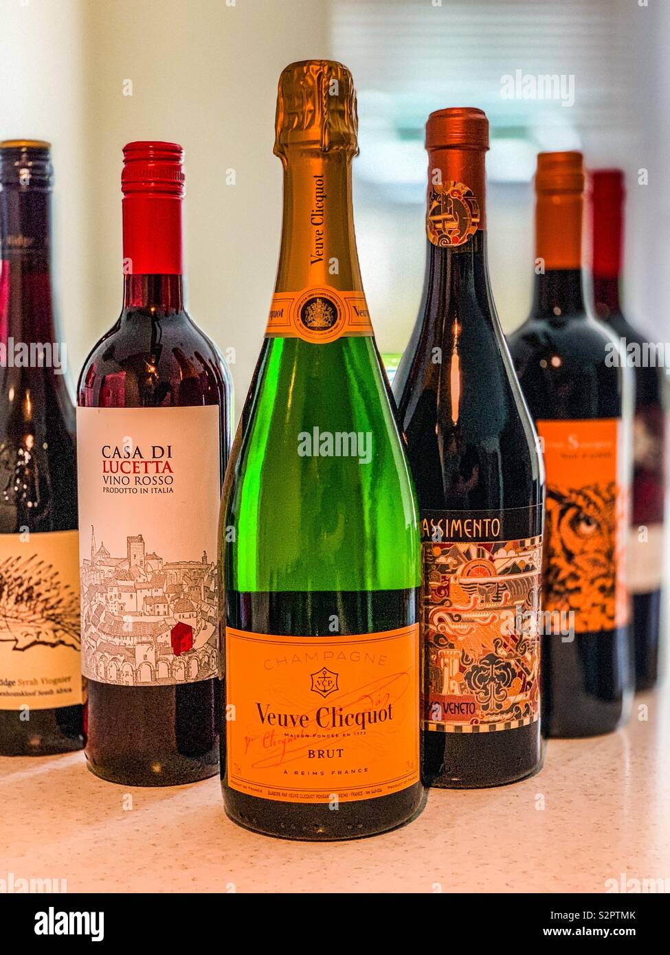 Selection of champagne and wine bottles - Smartphone Captured Stock Image