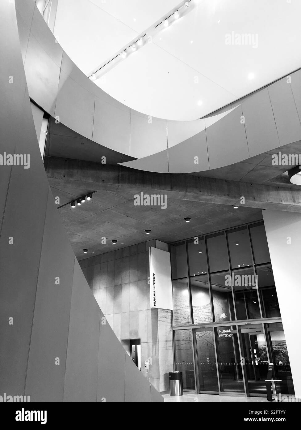 Interior architectural design at the Royal Alberta Museum in Edmonton, Alberta, Canada Stock