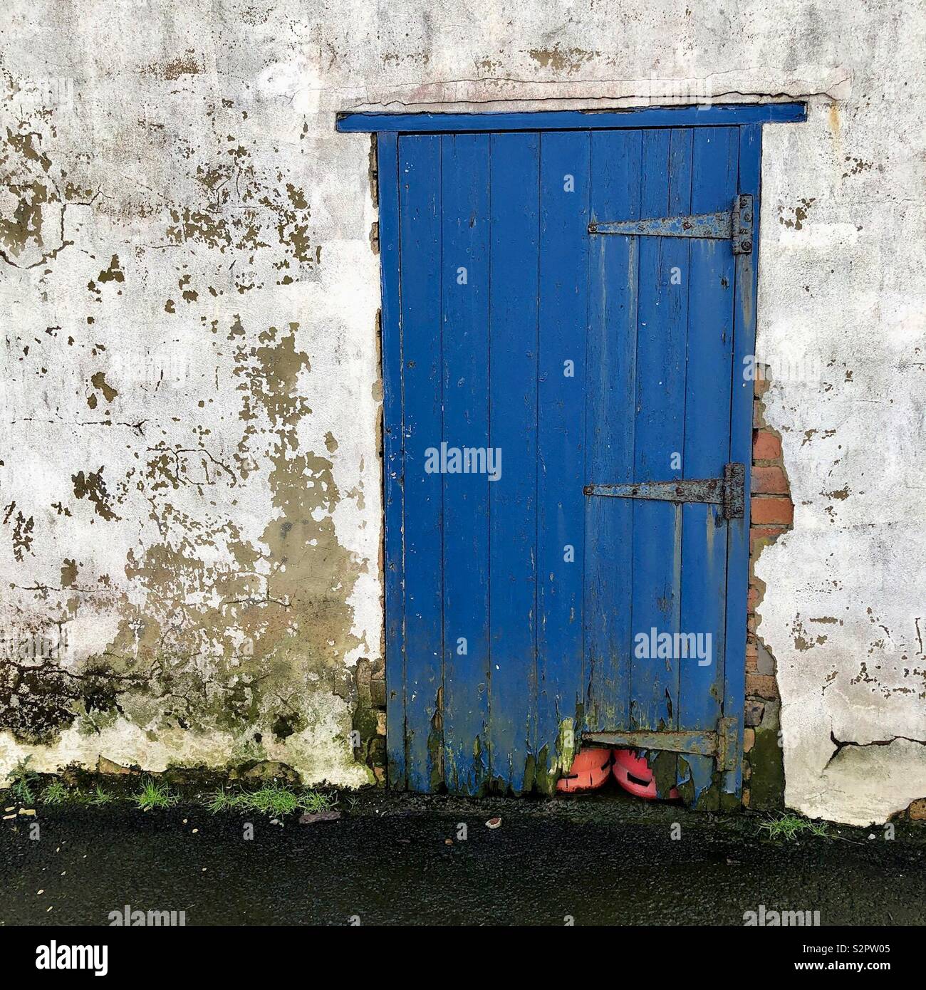 Old, blue, wooden door - Smartphone Captured Stock Image