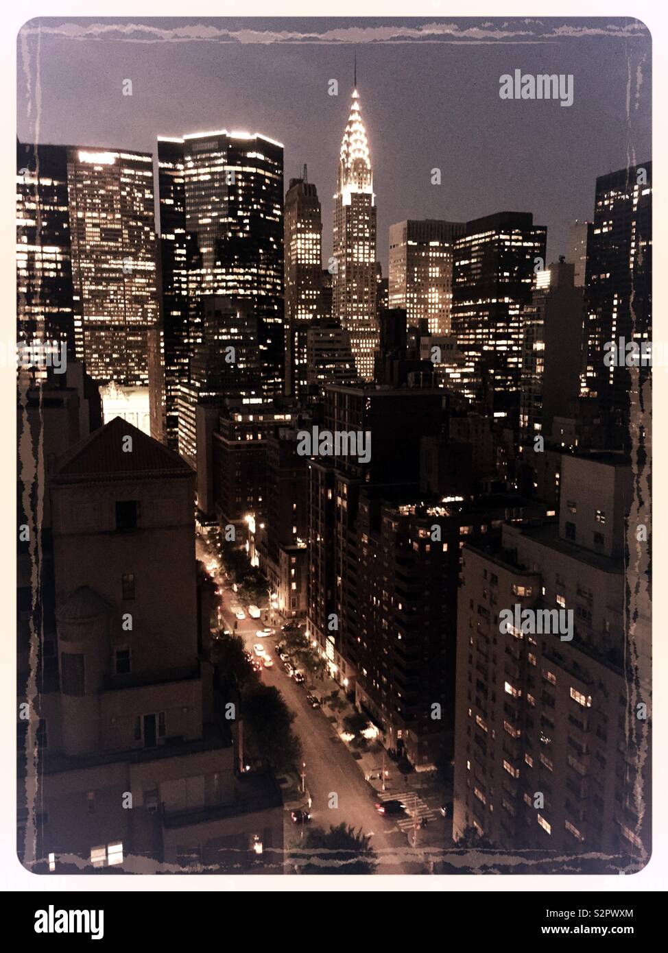 Midtown Manhattan skyscrapers as seen from a rooftop in the Murray Hill neighborhood, NYC, USA - Smartphone Captured Stock Image
