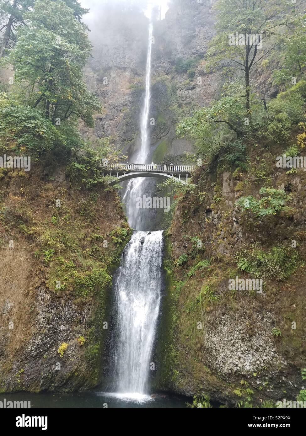 Multnomah Falls in Oregon October 2018 - Smartphone Captured Stock Image