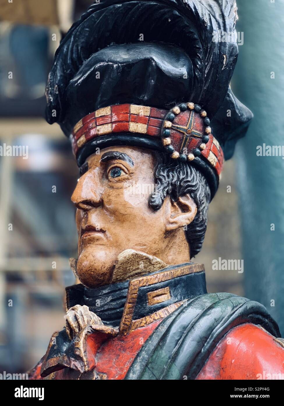 London, UK - 16th June 2019: This imposing Highlander stands outside Davy’s Segar and Snuff Parlour in Covent Garden. - Smartphone Captured Stock Image