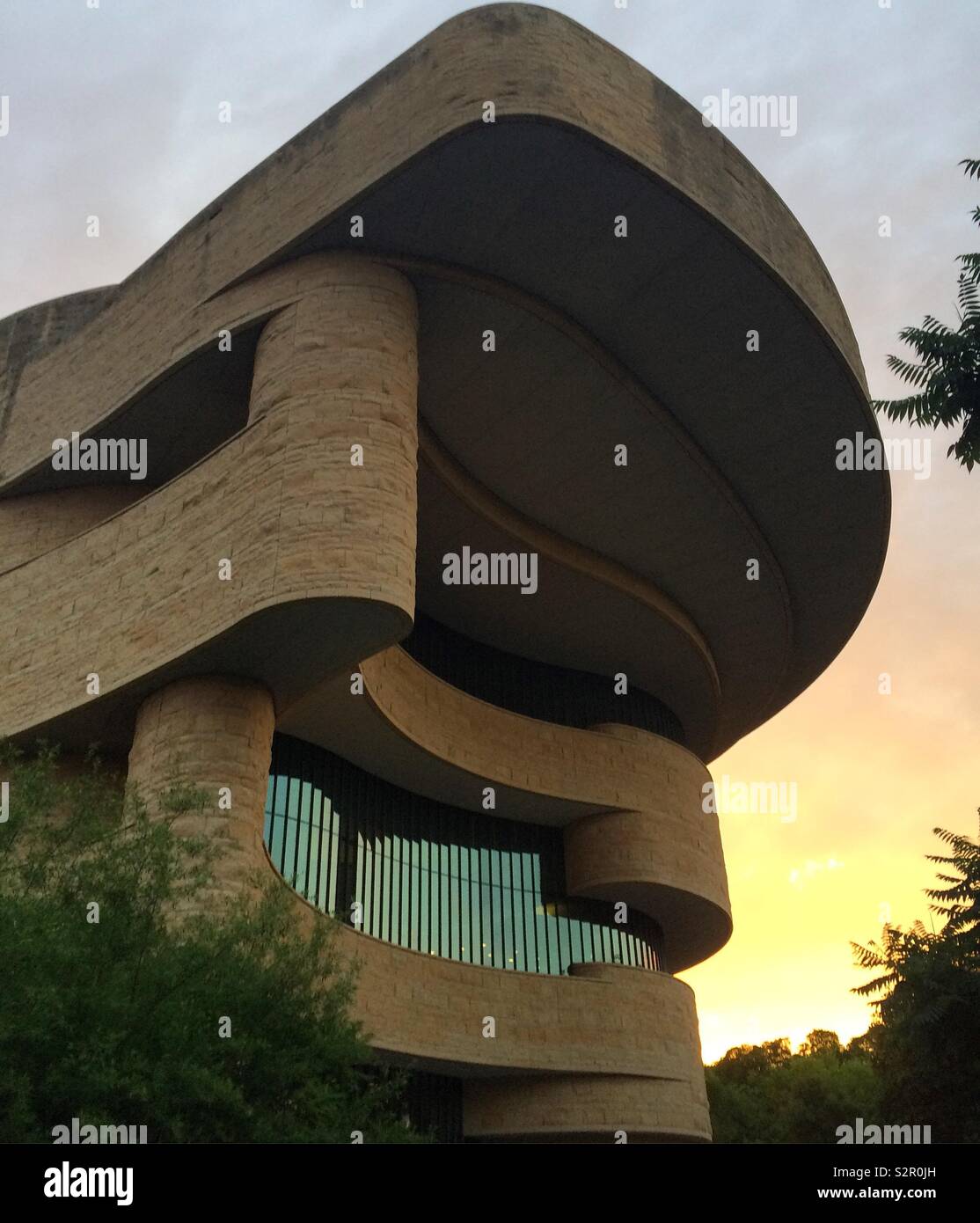 Sunset view of the National Museum of the American Indian, Smithsonian Institution, Washington, D.C., United States - Smartphone Captured Stock Image