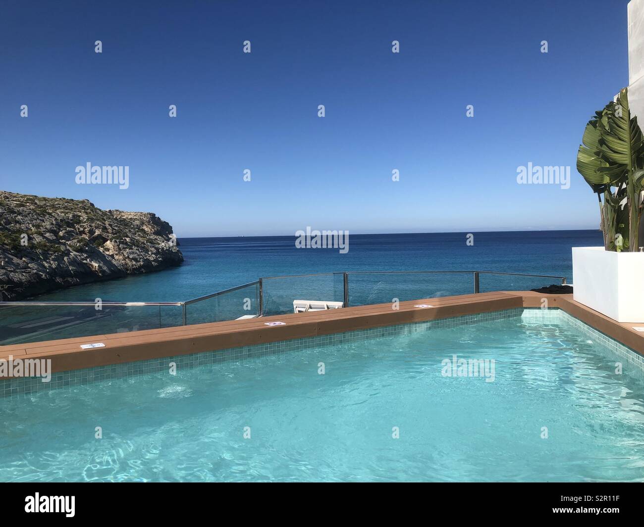 Plunge pool or sea? Stock Photo