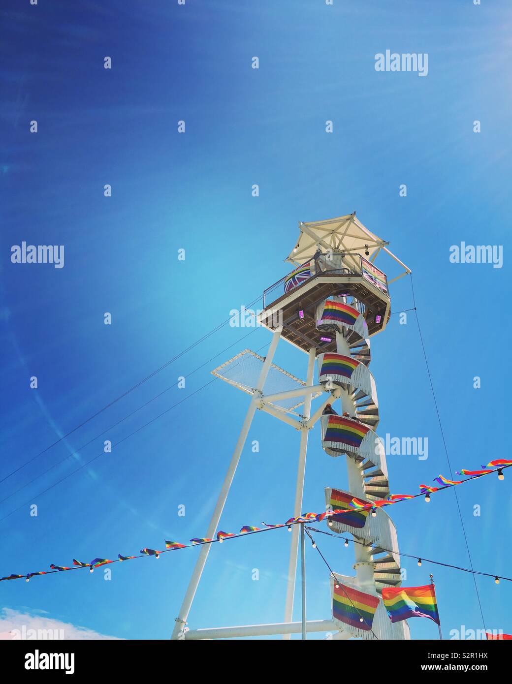 Start of zip wire in Brighton Stock Photo Alamy