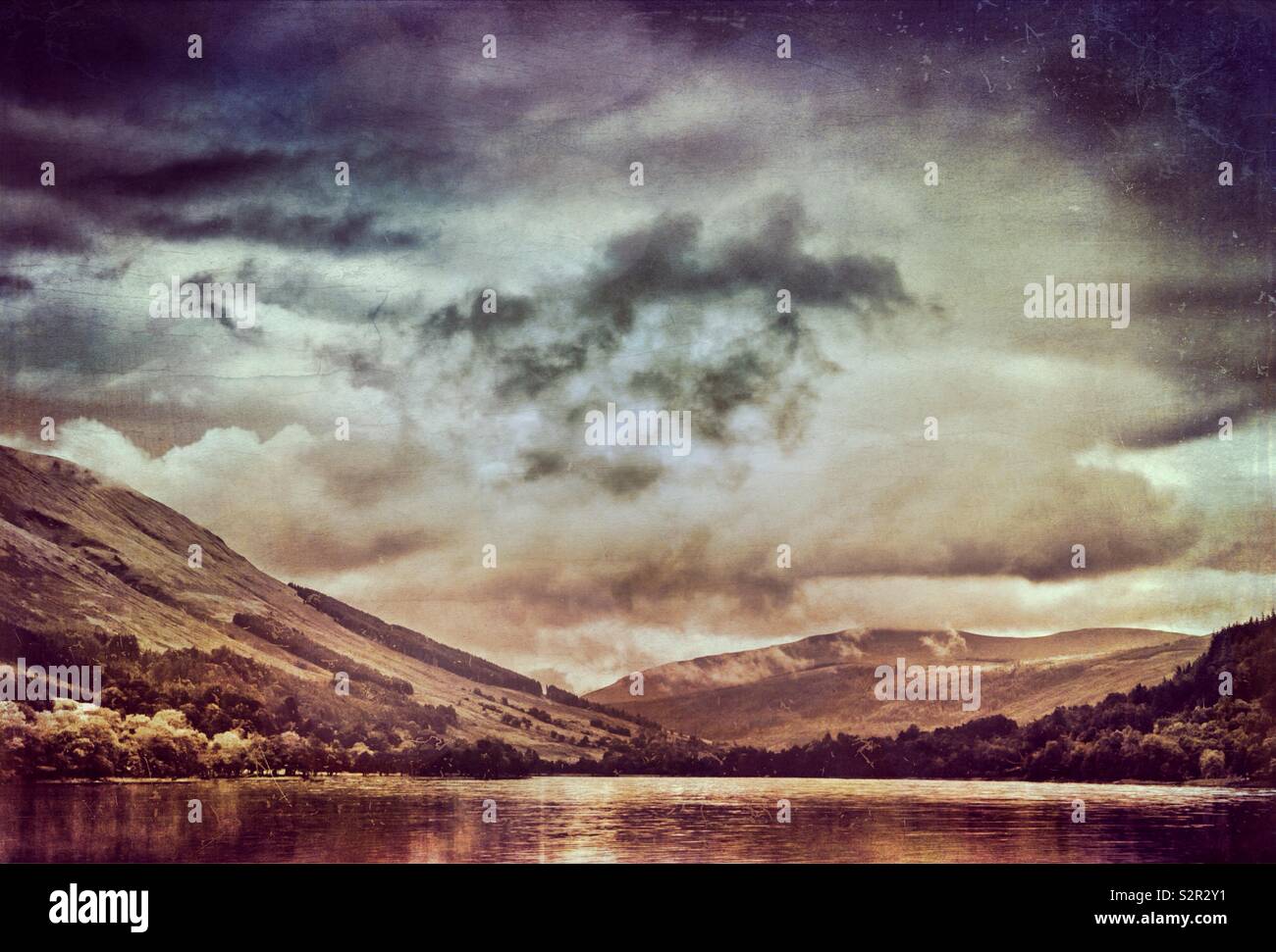 A view across Loch Voil in the Trossachs national park, Scotland, UK - Smartphone Captured Stock Image