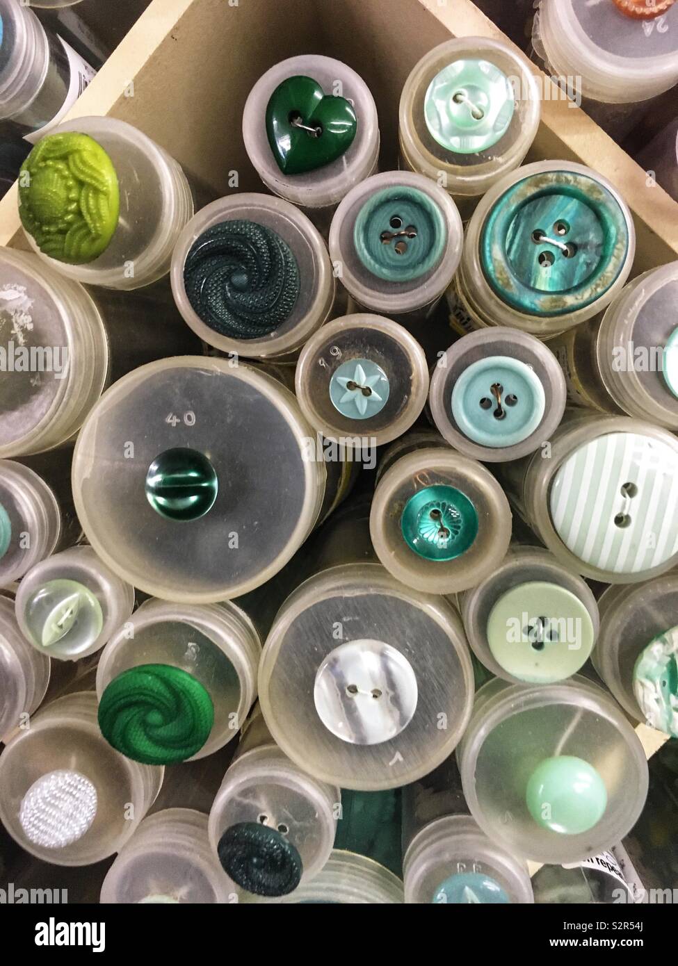Buttons in a haberdashery Stock Photo Alamy