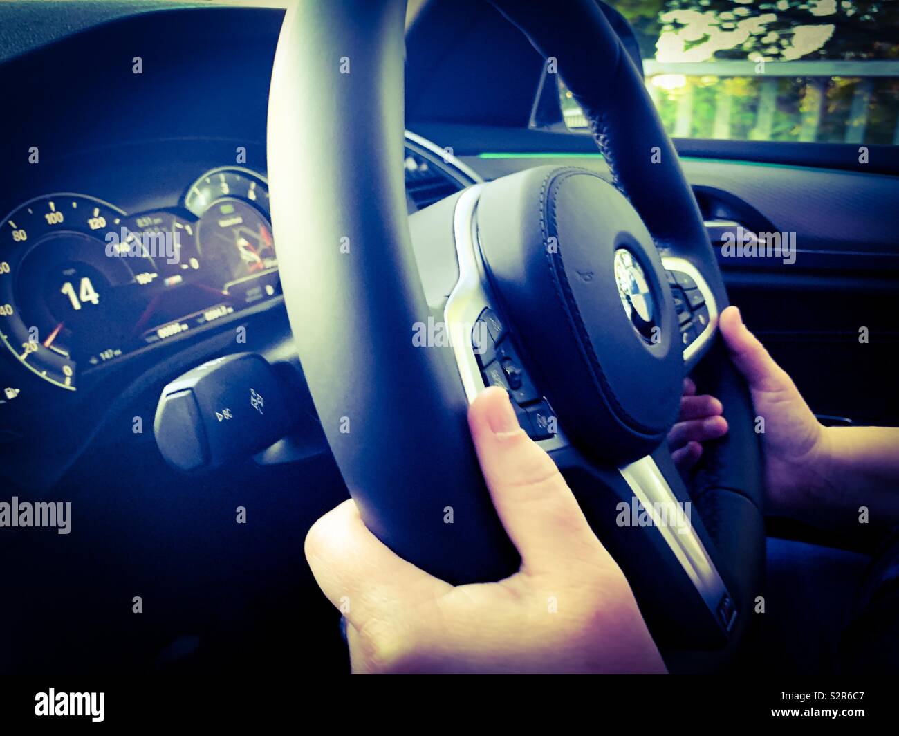 Car steering wheel - Smartphone Captured Stock Image
