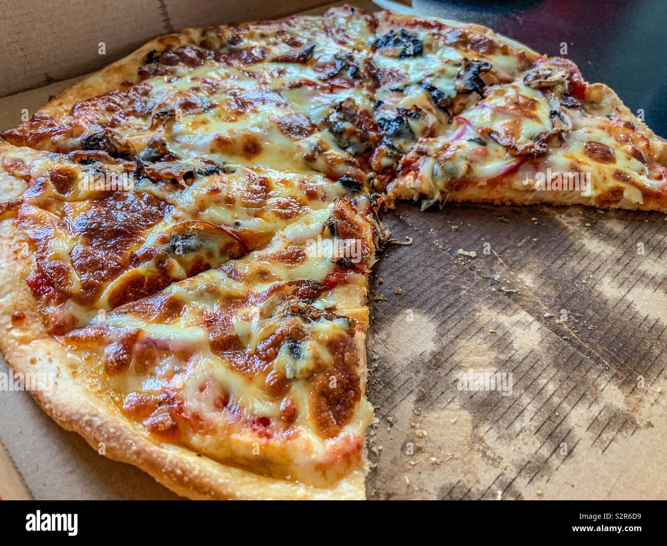 Pizza from takeaway - Smartphone Captured Stock Image