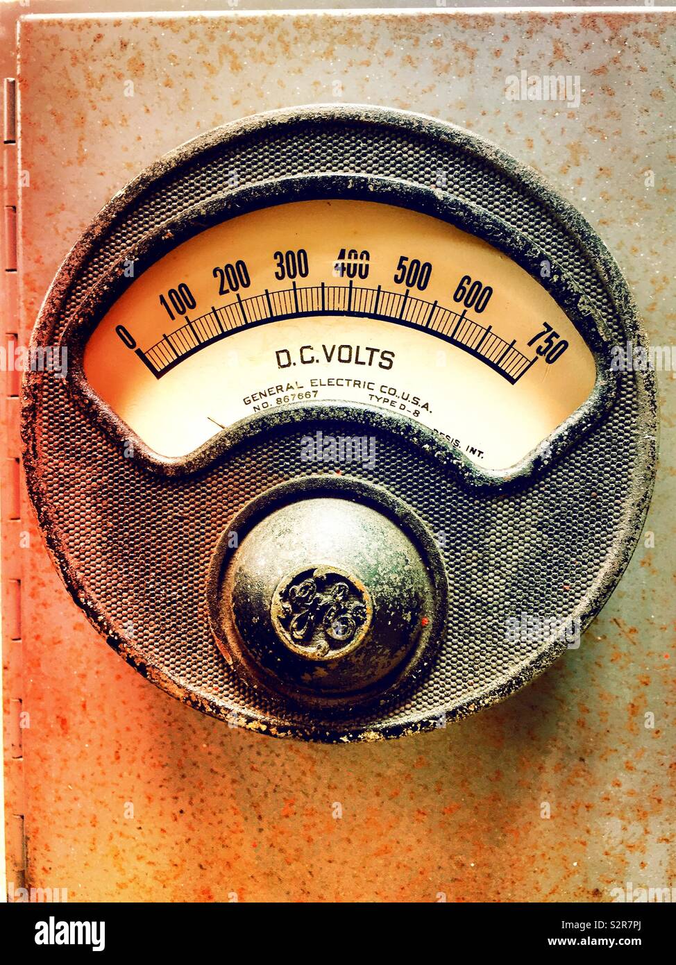 Vintage DC voltage meter, USA - Smartphone Captured Stock Image