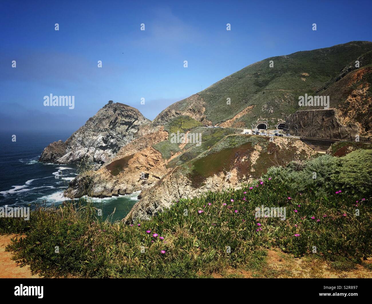 California coast at Devil’s Slide just south of Pacifica on Highway 1 ...