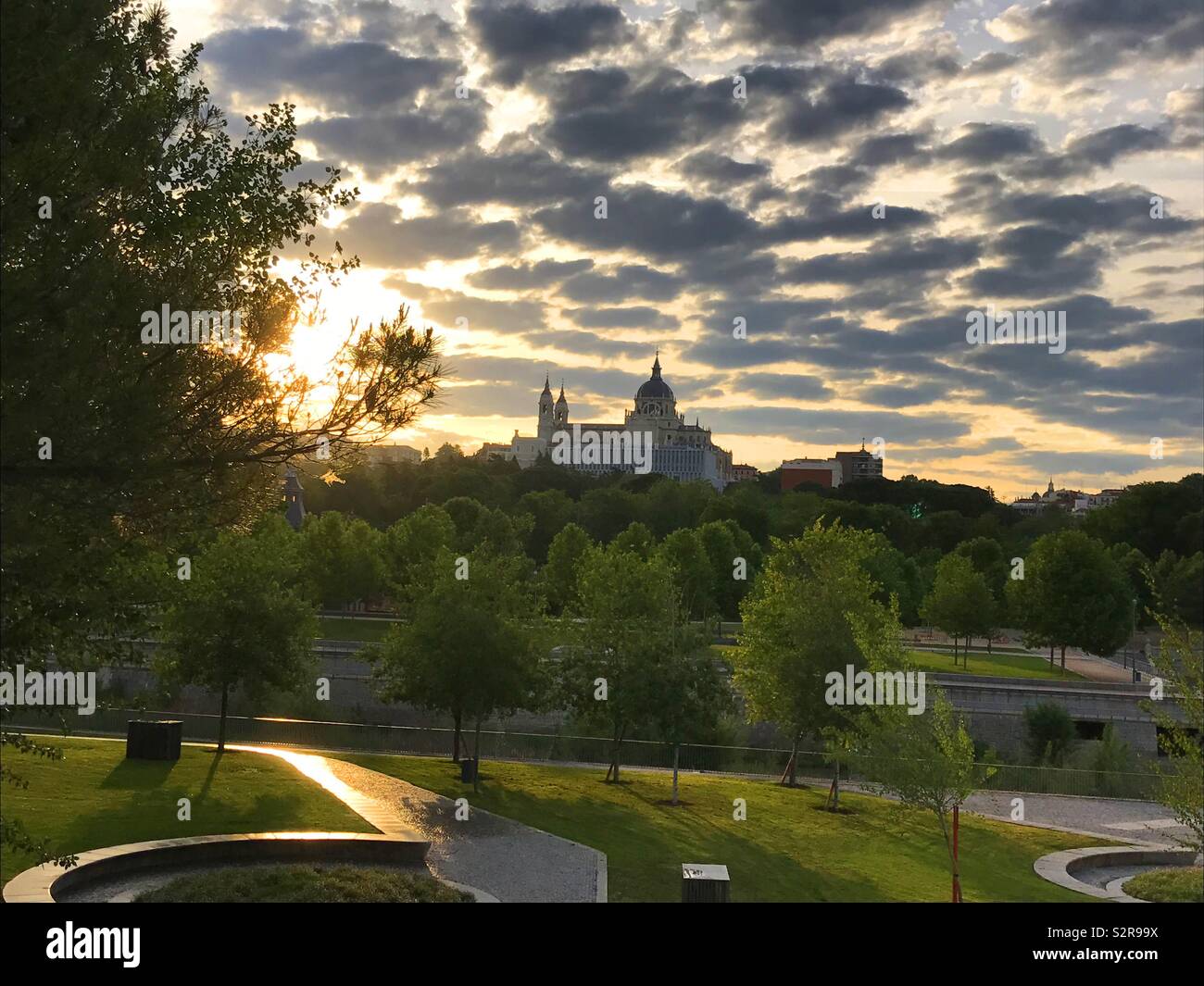 Overview at dawn. Madrid Río park, Madrid, Spain Stock Photo - Alamy