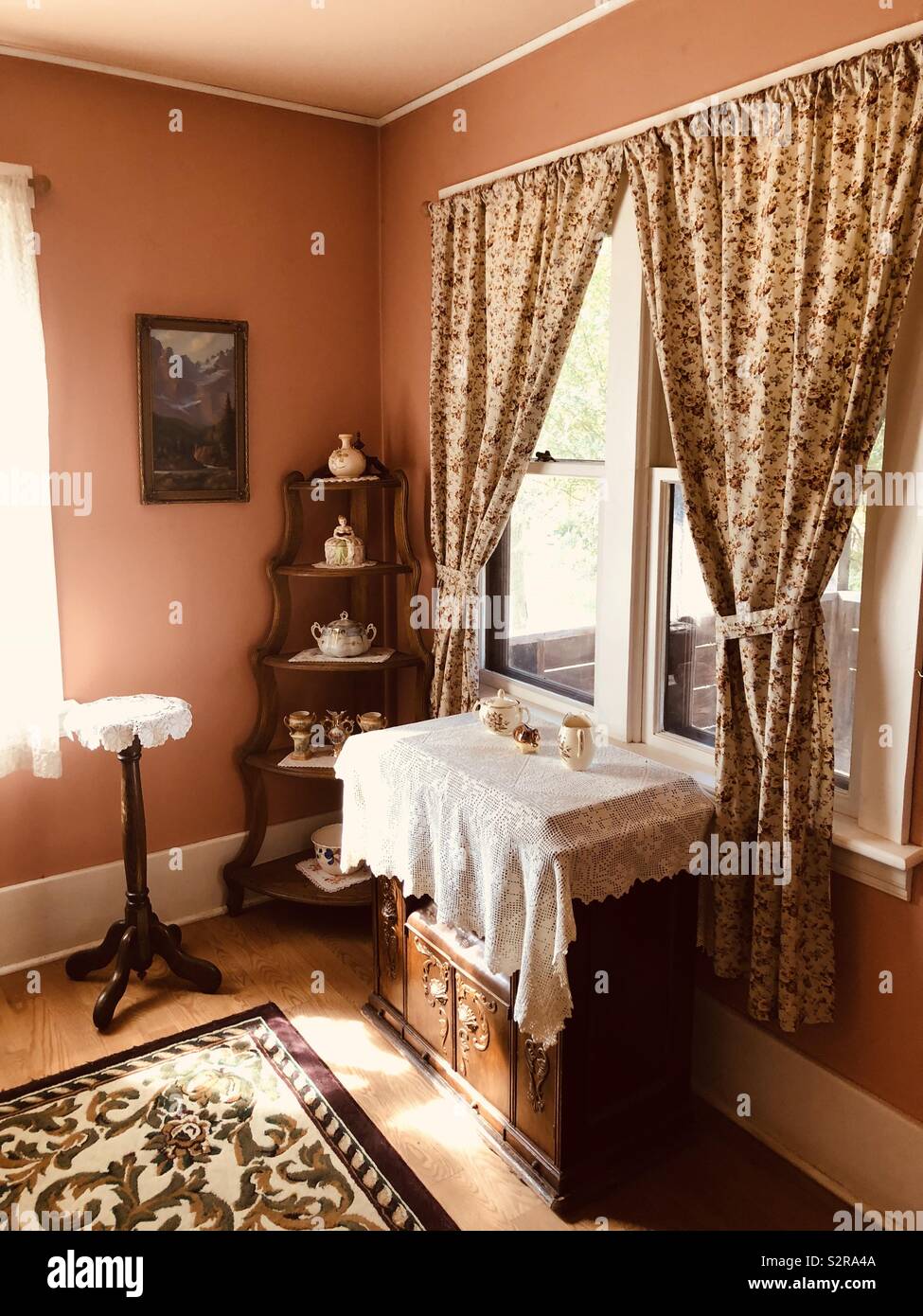 Antique furniture and interior home display at the historical fur