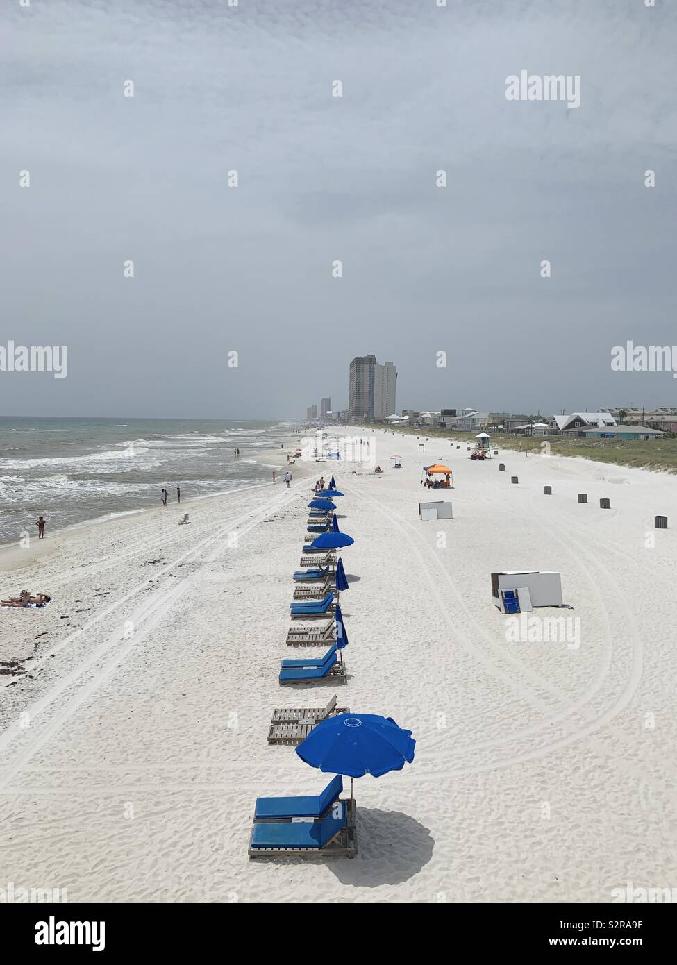 Seascape view with colorful umbrellas - Smartphone Captured Stock Image