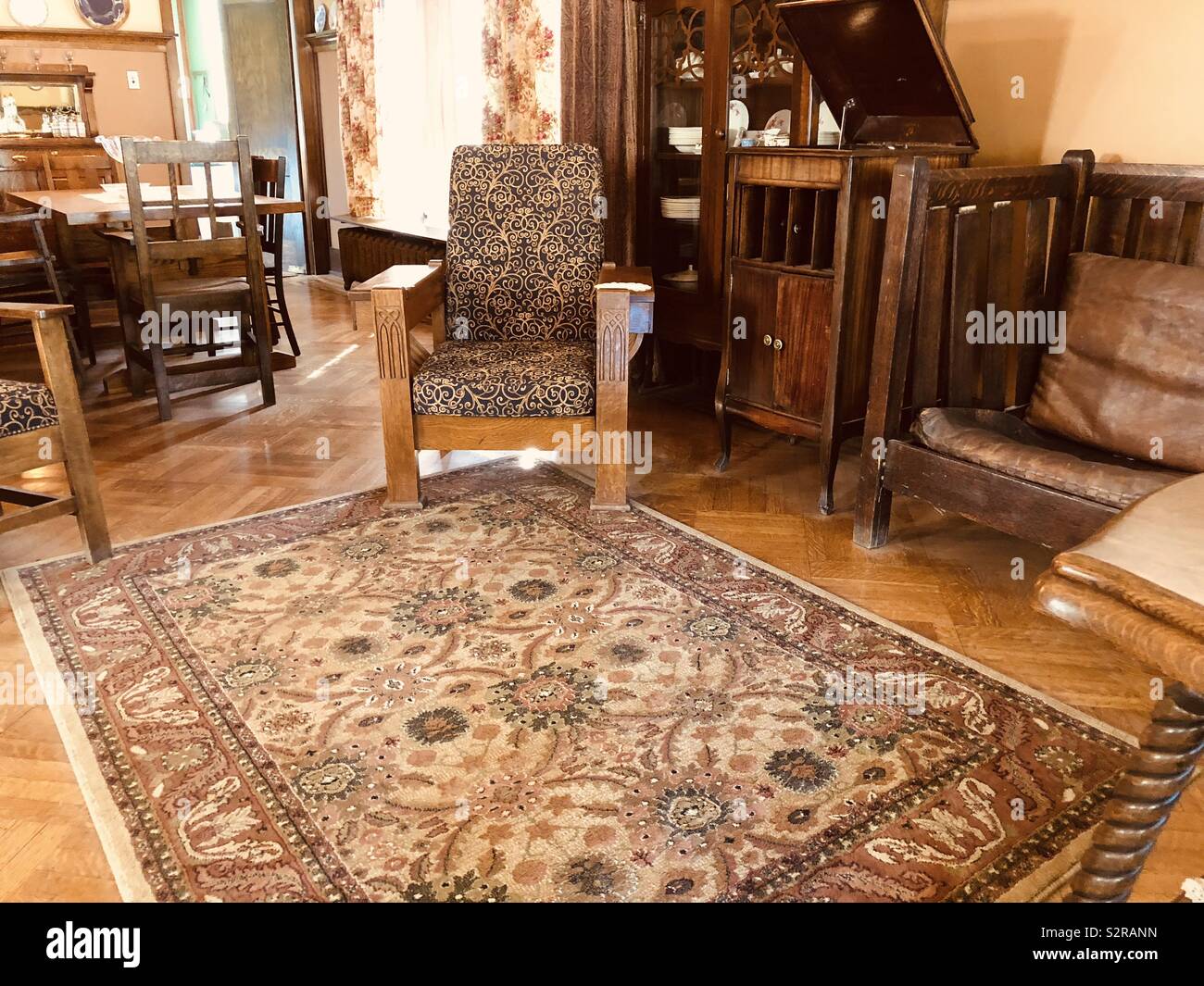 Antique furniture and interior home display at the historical fur