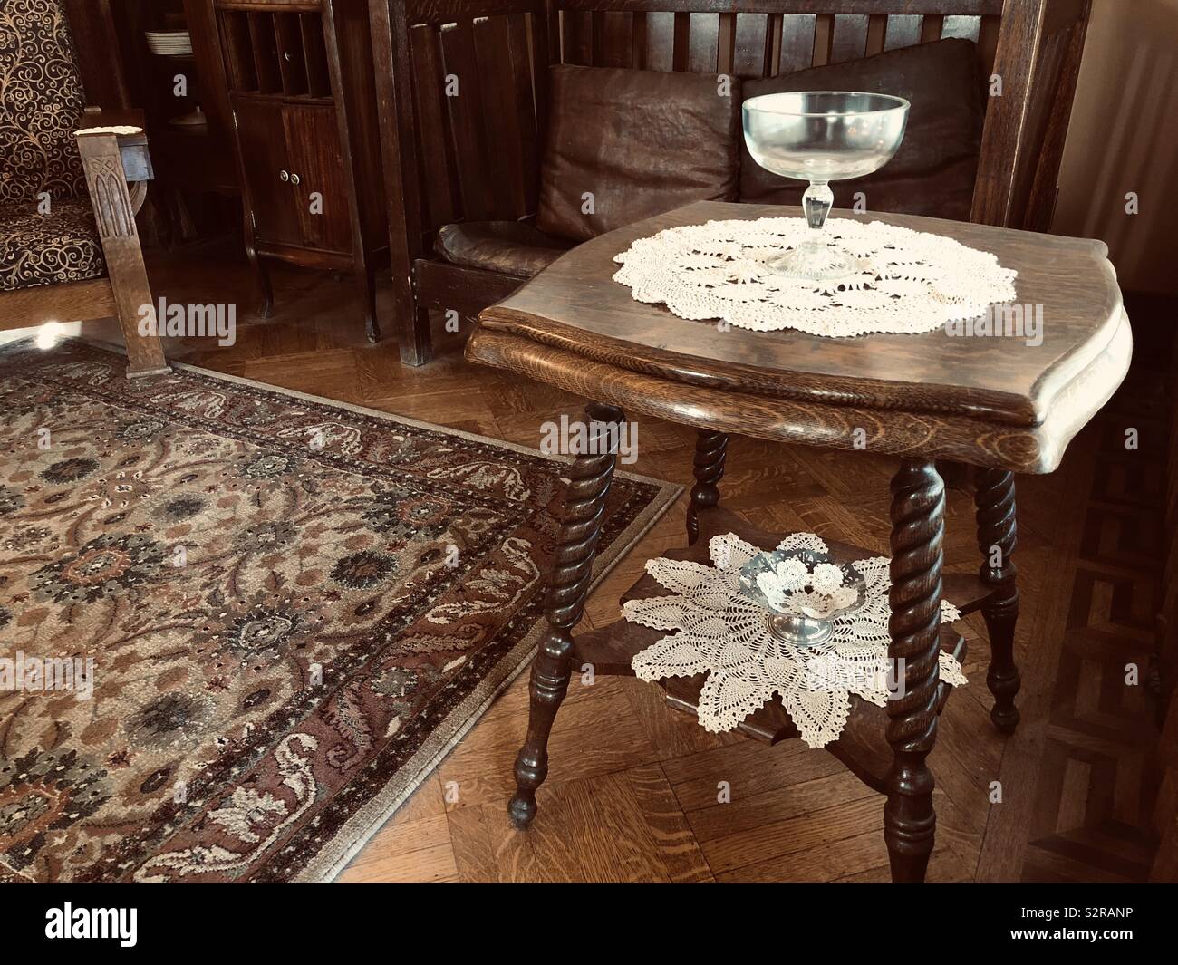 Antique furniture and interior home display at the historical fur