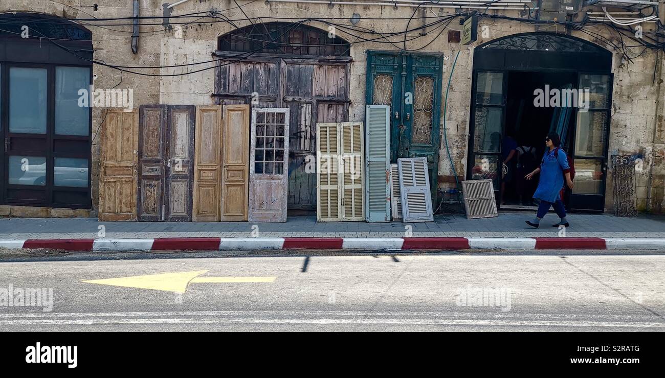 The old doors shop in Jaffa. - Smartphone Captured Stock Image