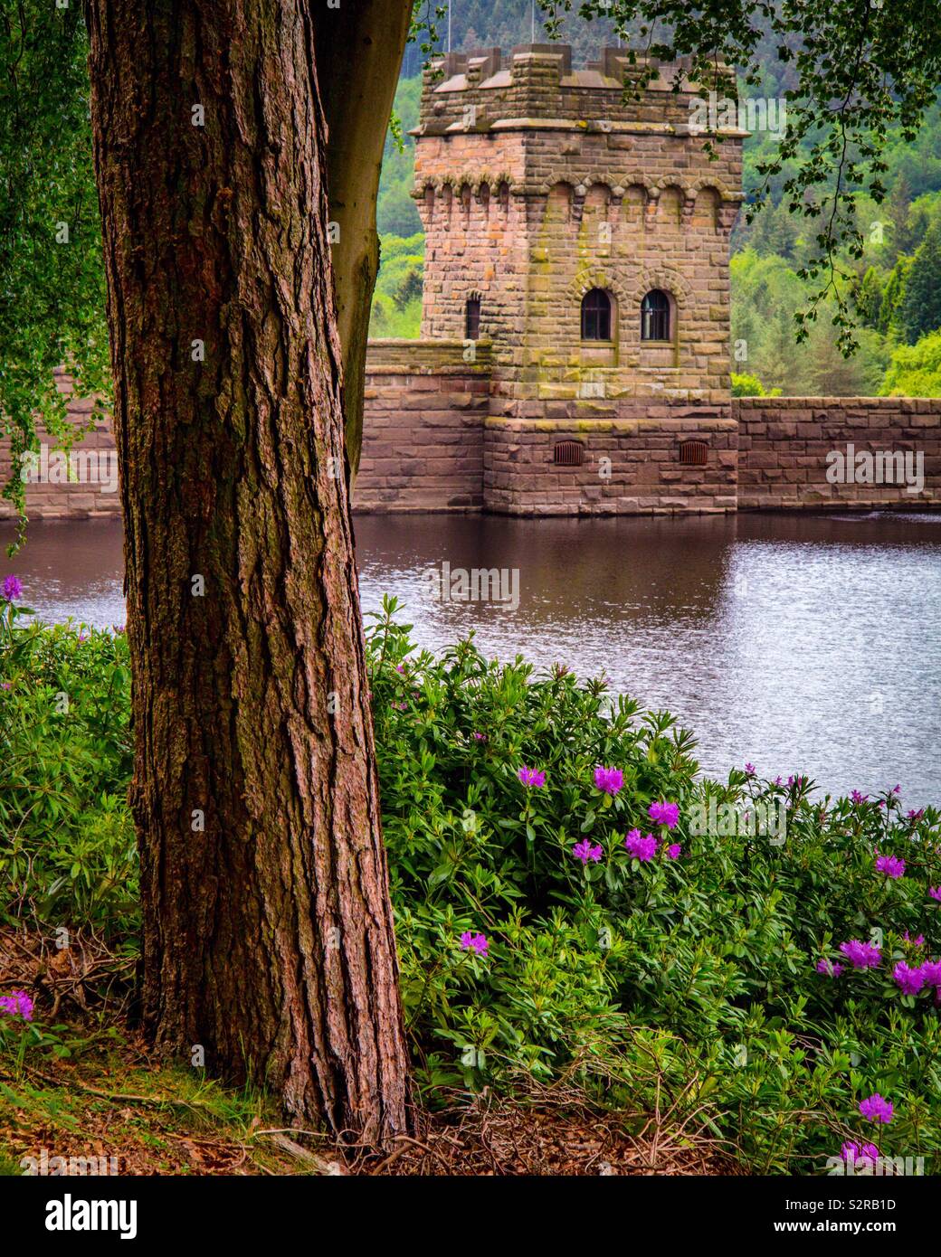 Derwent Dam in the Upper Derwent Valley Derbyshire Peak District England UK famous for its association with the Dambusters Squadron - Smartphone Captured Stock Image